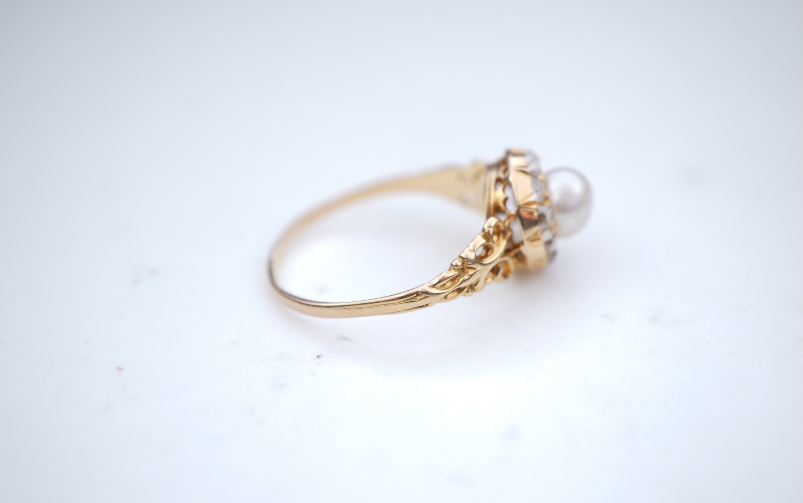 A Victorian pearl and diamond ring, late 19th century
